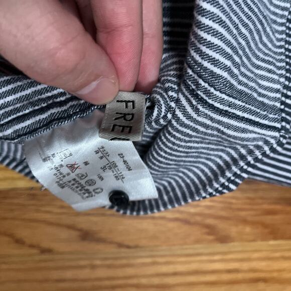 Hickory Striped Black Snap Button Long Sleeve Shirt Freude Japan Brand 3L XL - Picture 8 of 10